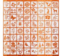 lasuroa 64pcs Flower Stencils for Painting, 3x3 Inch Reusable Animal Templates Funny Floral Stencils for Painting on Wood for Kids & Adults DIY Art Projects