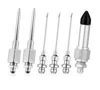 lasuroa 6pcs Grease Gun Accessory Set, Including 3 Grease Needle Nozzle 2 Grease Needle Dispenser 1 Rubber Nipple Adapter Grease-Dispensing Tip Adapters for Small and Confined Spaces