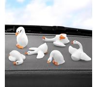 lasuroa 6pcs Mini Goose Car Dashboard Accessories, Miniature Funny Cute Goose Small Cute Interior Decor Tiny Figurine for Car Home Desk Gifts