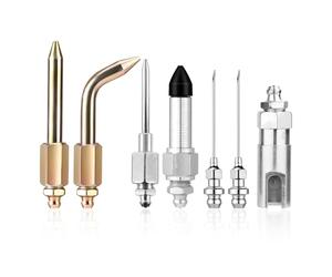 lasuroa 7pcs Grease Gun Accessory Kit, Comprise 2 Grease Nozzle, 1 Needle Tip Dispenser, Rubber Joint Fitting, Straight Nozzle, Elbow Adapter & Slotted Coupler Accessories Tool, for Confined Spaces