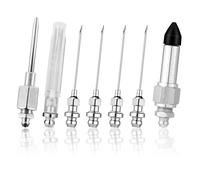 lasuroa 7pcs Grease Needle Accessory Set, Including 5 Grease Needle Nozzles 1 Grease Needle Dispenser 1 Rubber Nipple Adapter Grease Dispensing Tip Fitting Tool for Injecting