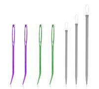 lasuroa 7pcs Large Eye Darning Needle Set, Blunt Tip Aluminum Sewing Big Eye Bent Embroidery Needles for Yarn Knitting Tapestry Crochet Wool Fabric and DIY Crafts
