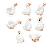 lasuroa 8pcs Mini Goose Figurines, Tiny Resin Silly Goose Statue Small Funny Cute Car Dashboard Decorations Rearview Mirror Ornament for Women Men Car Interior Accessories Home Office Desk Decor
