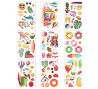 lasuroa 9 Sheets Summer Window Clings, Double-Sided Removable Hawaiian Beach Window Stickers Reusable Anti-Collision Static Glass Decals Ideal Decorations for Home Office Parties
