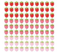lasuroa 90pcs Mini Resin Strawberry, Flat Back Miniature Tiny Small Strawberry Charms Cute Flatbacks Fruit Beads Embellishments Phone Case Decor for Crafts DIY Jewelry Making Scrapbooking Ornaments