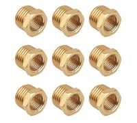 lasuroa 9pcs Brass Reducer Hex Bushing, 1/4" NPT Male to 1/8" NPT Female Threaded Pipe Fitting Reducer Adapter for Plumbing Hydraulic Gas Applications