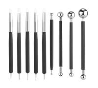 lasuroa 9pcs Silicone Clay Sculpting Tools, Double-Ended Dotting Tools Polymer Clay Pottery & Ceramic Metal Ball Stylus Kit for Embossing Shaping Painting Nail Art DIY Crafts