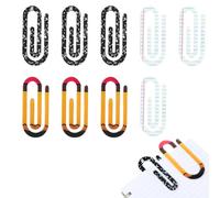 lasuroa 9pcs Teacher Sublimation Paper Clips, 3 Design Large Jumbo Teacher Paperclip Bookmark Acrylic Giant Paper Clips Appreciation Gift Back to School Supplies for Class Rewards Office