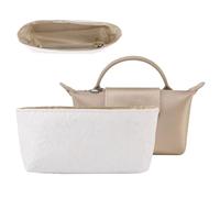 lasuroa Bag Organizer for Longchamp Mini Bag, White Bag Insert Organizer Storage Purse Bag Liner Inner Lining for Handbags, with Zipper without Falling Out