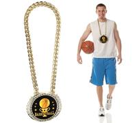 lasuroa Basketball Medal Chain, 6"/15cm Big Gold MVP Greatest Award Medal Necklace Greatest of All Time Turnover Chain Goat Trophy for Basketball Champion Sports Award Athlete Prize Gifts