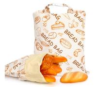 lasuroa Beeswax Bread Bag for Sourdough, 17x12in Reusable Homemade Waxed Bread Bag Cotton Food Storage Snack Bags Container Baking Supplies for Keeping Toaster Loaf Sandwich Fruits Vegetables Fresh
