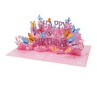 lasuroa Butterfly Pop up Birthday Card, Happy Birthday Eye-Catching 3D Butterfly Pop up Card with Envelope for Women Friends Mother Sister Mum Daughter