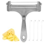 lasuroa Cheese Cutter, Stainless Steel Cheese Slicer with 4pcs Extra Wires Adjustable Handheld Butter Block Cutter (Glossy Silver)