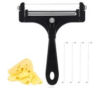 lasuroa Cheese Cutter, Stainless Steel Cheese Slicer with 4pcs Extra Wires Adjustable Handheld Butter Block Cutter (Black)