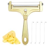 lasuroa Cheese Cutter, Stainless Steel Cheese Slicer with 4pcs Extra Wires Adjustable Handheld Butter Block Cutter (Gold)