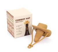 lasuroa Cowboy Hat Wine Bottle Stopper, Silicone Wine Topper Champagne Saver Vacuum Cork Cover Prosecco Cap Tops Accessories Mother & Father Gifts Kitchen Gadgets to Seal and Keep Wines Fresh (Brown)