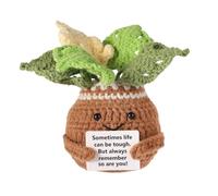 lasuroa Crochet Potted Plant, Positive Crochet Monstera Handmade Knitted Monstera Doll Summer Cute Positive Life Potato Plant Cheer up Gifts for Home Office Desk Decoration