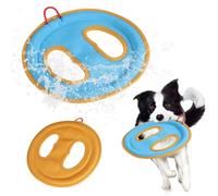 lasuroa Dog Flying Disc Toy, 9.25" Pet Water Floating Flyer with Soft Edges Gentle on Teeth Lightweight Outdoor Canvas Fetch Toy for Medium to Large Dogs