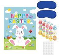 lasuroa Easter Games for Kids, Pin The Tail On The Bunny Easter Bunny Poster with 24 Egg Stickers Happy Easter Egg Hunt Games Activities for Easter Party Decorations Favors Supplies
