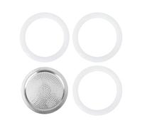 lasuroa Filter with 3pcs Gaskets, Aluminum Filter Silicone Gasket Ring Moka Pot Accessories Replacement Parts for Bialetti DAMA 6 Cups Venus Musa Kitty 6 Cups