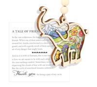 lasuroa Friendship Elephant Ornament with Story Card, Elephant Ornament for Women Cute Flower Pattern Friends Sisterhood Friendship Gifts for Women (Style 1)