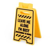 lasuroa Funny Office Desk Sign, Plastic Double Sided Printed Mini Caution Sign for Desk Leave Me Alone I'm Busy Signs Gag Gifts Office Decor for Boss Employees Coworkers Manager