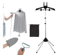 lasuroa Garment Steamer Stand Kit, Height Adjustable Foldable Steaming Rack Accessories for Clothes with Handheld Ironing Glove Clothing Fuzz Remover & Hanger Clips for Home Hotel Travel