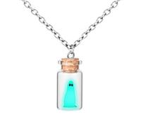 lasuroa Glow in the Dark Ghost Necklace, Ghost in A Bottle Halloween Light Up Necklace Luminous Ghost Necklace Spooky Ghost Pendant Necklace Adopt a Ghost Jewelry for Women and Men
