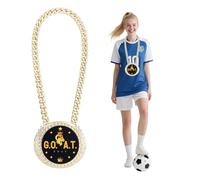 lasuroa Greatest of All Time Turnover Chain, 6" Big Gold Medal Award Goat Pendant Necklace Funny MVP Champion Chain for Football Basketball Softball Fantasy Sports Award Athlete Prize Gifts