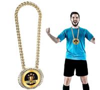 lasuroa Greatest of All Time Turnover Chain, 6 Inch/15cm Big Gold Champion Medal Greatest Award Goat Pendant Necklace Funny MVP Champion Chain for Football Basketball Sports Athlete Prize Gifts