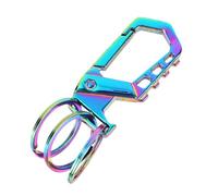 lasuroa Heavy Duty Keychain, Versatile Carabiner Keychain Clip with Bottle Opener and 3 Key Rings Stylish Zinc Alloy Metal Car & Home Keys Holder for Men & Women (Iridescent)