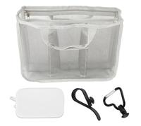 lasuroa Mesh Beach Bag Insert for Bogg Bag Accessories Medium, Tote Organizer with Sunglasses Holder Phone Pocket Carabiner Clip for Travel Pool Beach Essentials Organizer (Gray)