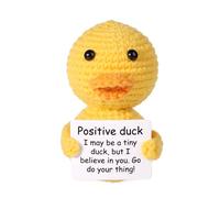 lasuroa Mini Funny Positive Duck, 2.95in Creative Wool Pocket Knitted Duck Toy Doll with Encouragement Card Cute Crochet Potato Tiny Positive Emotional Duck for Birthday Gift Party Decoration