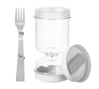 lasuroa Pickle Jar, Pickle Container with Strainer Lids and Fork Leak Proof Pickle Juice Separator White Food Storage Keeper Hourglass Design Pickle and Olives Holder for Fridge