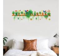lasuroa Plant Wall Stickers, Various Realistic Leaves Hanging Basket Plant Stickers Leaf Decals Removable Wall Peel and Stick Decorative Art Mural for Girls Bedroom Living Room Nursery (Style 1)