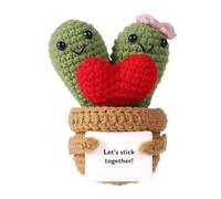 Lasuroa Positive Cacti Crochet, 3.9'' Fun Cactus Emotional Support Card Decor Gift for Birthday Party, Mexican Carnival