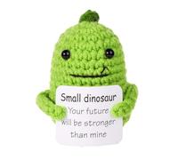 lasuroa Positive Crochet Dinosaur, 2.76 Inch Mini Funny Positive Dinosaur Potato Toy with Inspirational Card Green Knitted Dinosaur Doll Gifts for Party Birthday Decoration