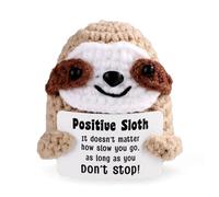 lasuroa Positive Sloth, Inspirational Crochet Cute Sloth Positive Affirmations Crochet Animals Sloth Doll for Birthday Christmas Party Decoration Cheer Up Support Encouraging Funny Gift