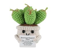 lasuroa Positive Succulent, Funny Knitted Cactus Succulent Inspirational Gift with Positive Card Cute Crocheted Positive Potted Plant Encouragement Doll for Room Office Desktop Decoration
