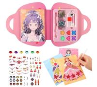lasuroa Princess Makeup Book, Paper Princess Makeup Coloring Book Diamond Aesthetic Painting Princess Dress Up Sticker Game Set Art Crafts Activity Kit for Kids Girls Birthday Party Toys Gifts