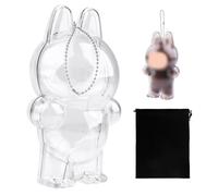lasuroa Protective Case for Doll, Clear Plastic Hanging Display Case Keychain with Dust-Proof Bag Chain Plush Toy Storage Cover Box Accessories for Generation(Standing)