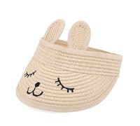 lasuroa Rabbit Toddler Straw Sun Hat, Adjustable Cute Bunny Kids Wide Brim Beach Visor Caps Summer Outdoor Activities Accessories for Baby Children Boys and Girls
