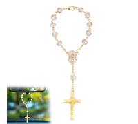 lasuroa Rosary for Car Mirror Hanging, Stylish Car Rear View Mirror Accessories Catholic Rosary Hanging Ornament for Wedding Favors Baptism First Communion (Gray)