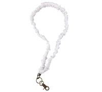 lasuroa Scrunchie Lanyard for ID Badges and Keys, Cute Neck Keychain Stretchy Lanyards with Clip Retractable Elastic ID Card Holder Strap for Teachers (White)