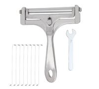 lasuroa Stainless Steel Wire Cheese Slicer with 8 Replacement Wires & Wrench, Handheld Butter Cutter Food Cutter Knife for Block Cheese & Butter Shaver Tools(Glossy Silver)