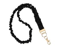 lasuroa Stretchy Scrunchie Lanyard for ID Badges Keys, Teacher Neck Lanyard with Secure Clip Soft Elastic Keychain Card Holder for Women Nurse Doctor (Black)