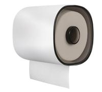 lasuroa Toilet Paper Holder, Self-Adhesive Toilet Tissue Roll Cover Stand Guard Wall Mount Waterproof Enclosed No Drilling Stick on Roll Towel Dispenser Protector Dog Cat Proof for Bathroom Use