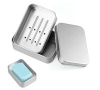 lasuroa Travel Soap Case, Aluminum Silver Bar Soap Container with Lid Portable Compact Shower Holder Dish Saver Accessories for Home Bathroom Storage Travel Camping