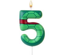 Lasuroa Turtle Shell Birthday Candle, Cartoon Turtle Themed Number 5 Cake Topper for Birthday Decoration