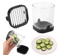 lasuroa Vegetable Slicer Cup, Fruit Chopper Cup Strawberry Speed Cutter Food Chopper with Container Washable Cutting Kitchen Gadgets for Banana Cucumber Carrot Onion (Slice Style)